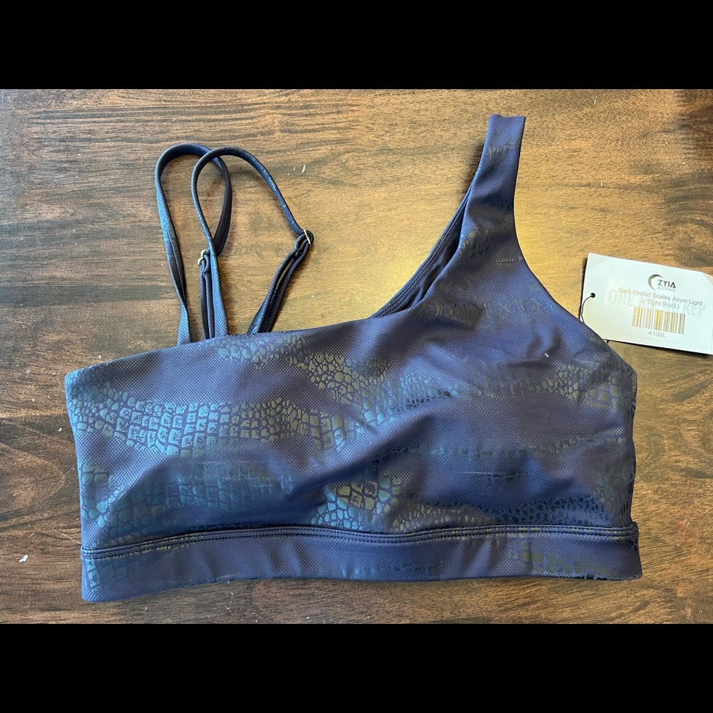 Zyia Dark Orchid Scales Asym Light n Tight bra